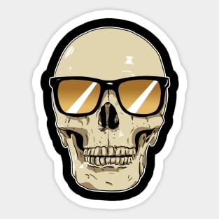 Skull Wearing Sunglasses Orange Lenses Sticker